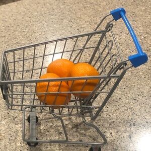 Mini Metal Shopping Cart Basket For Kitchen Decor - Removable Walmart Sign